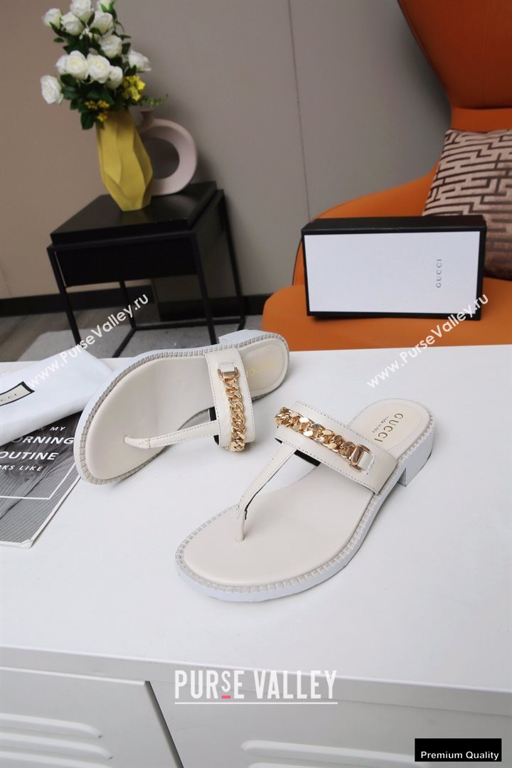 Gucci Heel 2.5cm Thong Slide Sandals White with Chain 2020 (modeng-20113006)