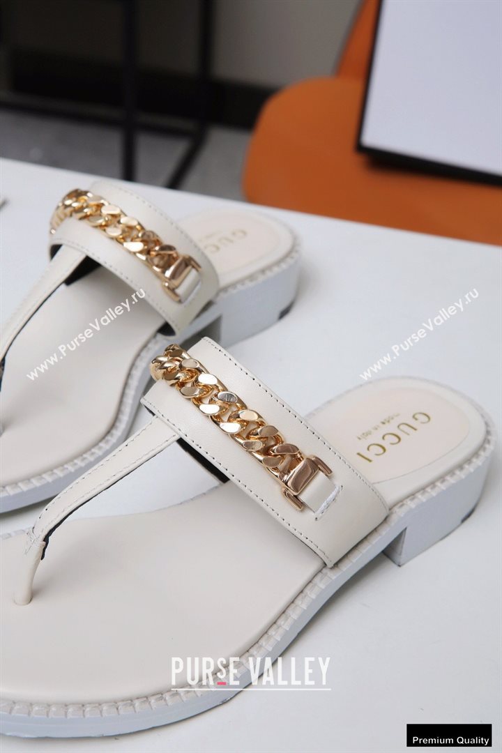 Gucci Heel 2.5cm Thong Slide Sandals White with Chain 2020 (modeng-20113006)