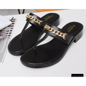 Gucci Heel 2.5cm Thong Slide Sandals Black with Chain 2020 (modeng-20113004)