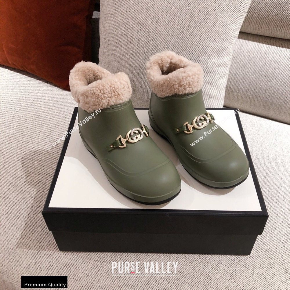Gucci Wool Ankle Boots Green with Horsebit 2020 (kaola-20112364)