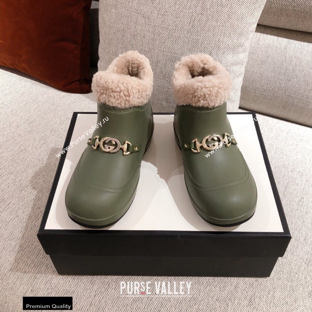 Gucci Wool Ankle Boots Green with Horsebit 2020 (kaola-20112364)