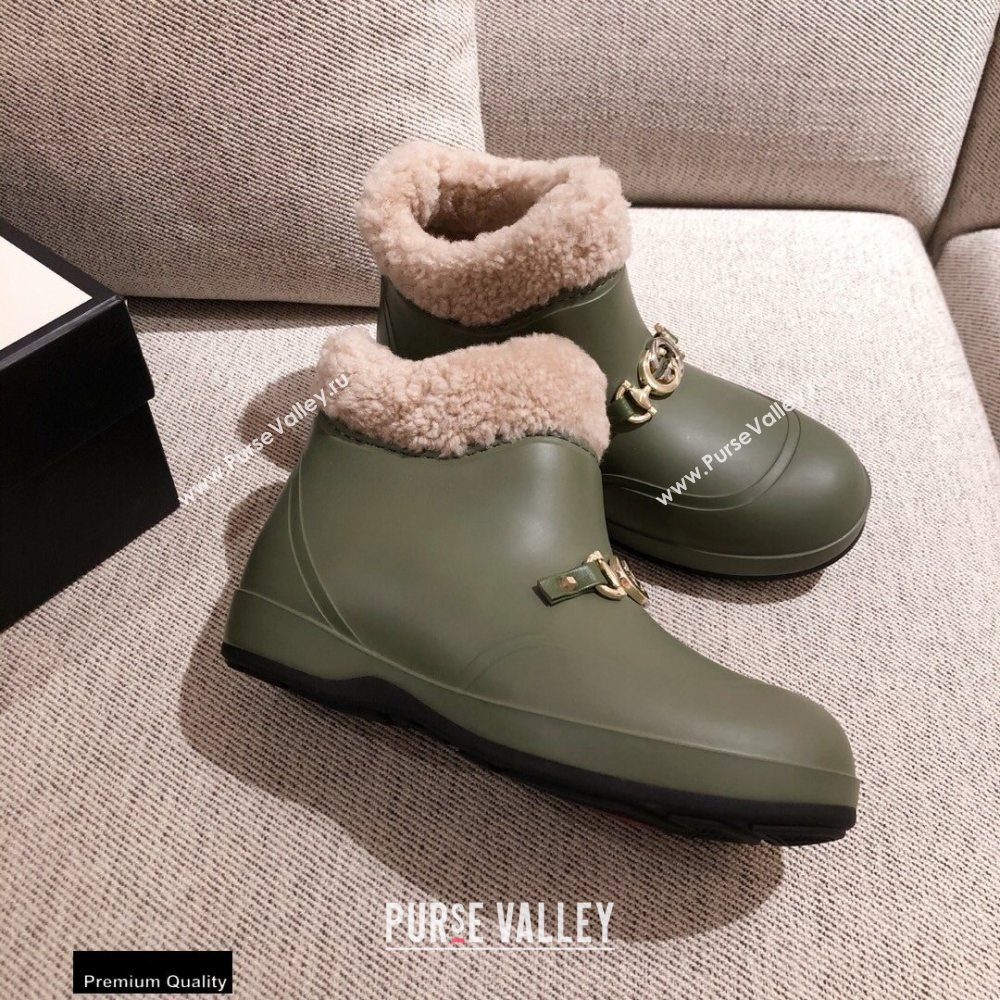 Gucci Wool Ankle Boots Green with Horsebit 2020 (kaola-20112364)