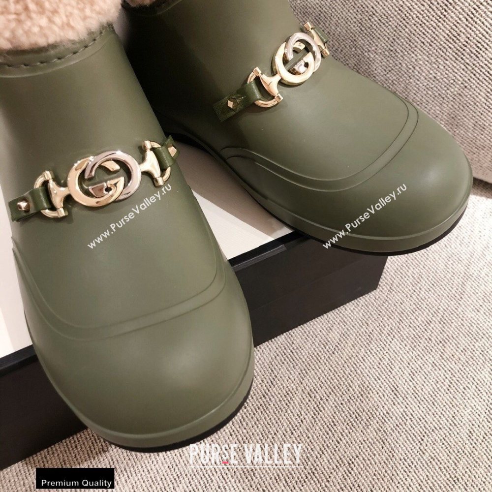 Gucci Wool Ankle Boots Green with Horsebit 2020 (kaola-20112364)
