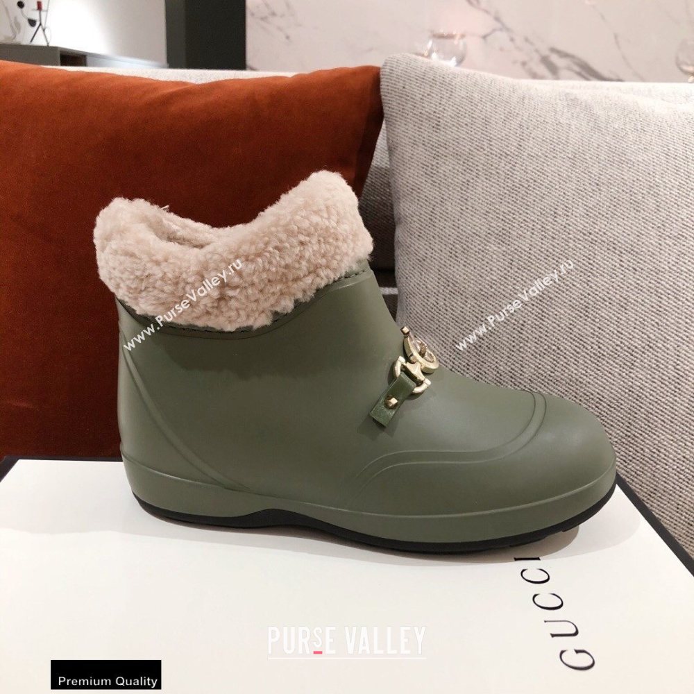 Gucci Wool Ankle Boots Green with Horsebit 2020 (kaola-20112364)