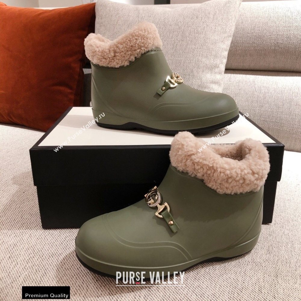 Gucci Wool Ankle Boots Green with Horsebit 2020 (kaola-20112364)