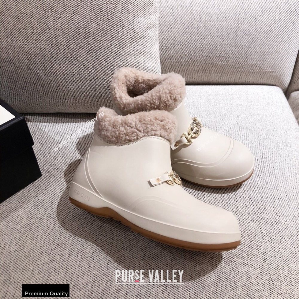 Gucci Wool Ankle Boots White with Horsebit 2020 (kaola-20112363)