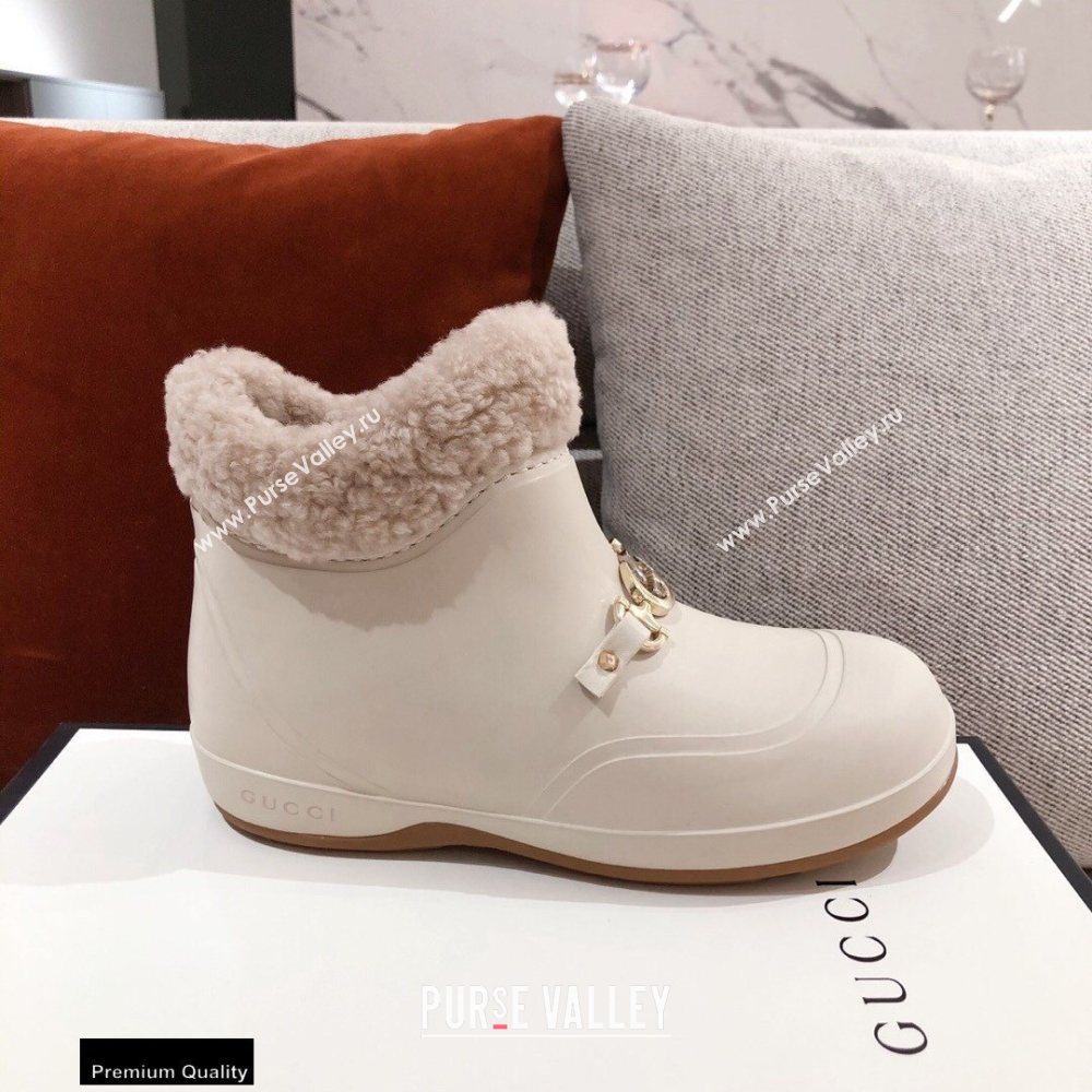 Gucci Wool Ankle Boots White with Horsebit 2020 (kaola-20112363)