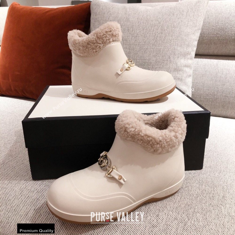 Gucci Wool Ankle Boots White with Horsebit 2020 (kaola-20112363)