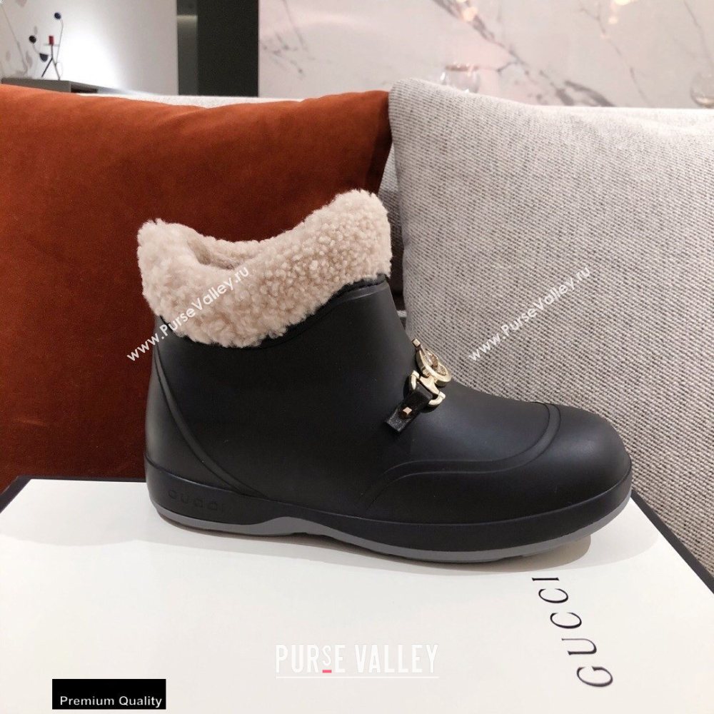 Gucci Wool Ankle Boots Black with Horsebit 2020 (kaola-20112362)