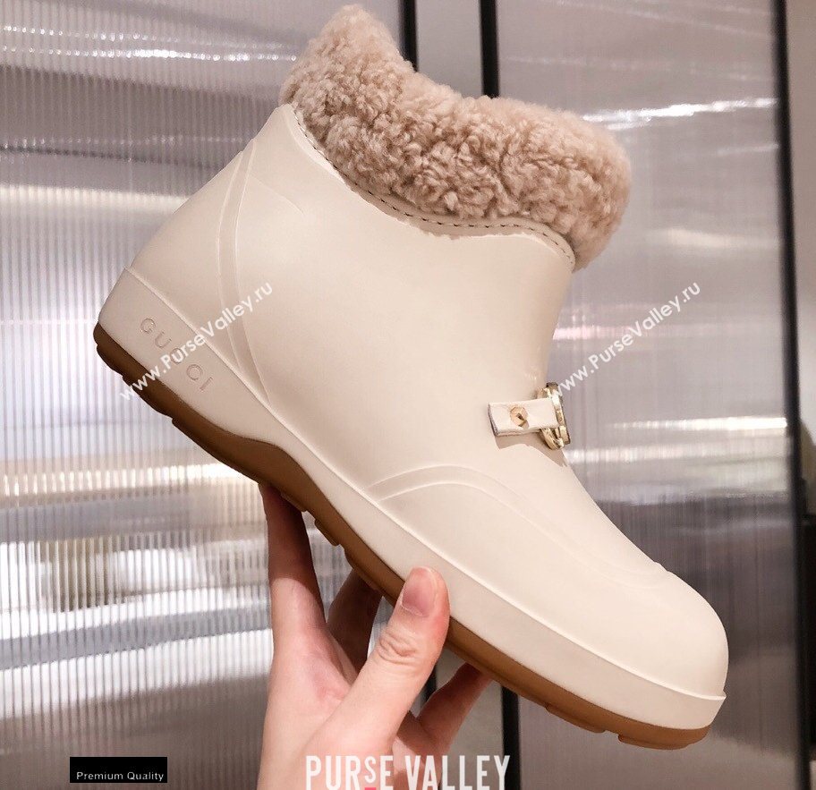 Gucci Wool Ankle Boots White with Horsebit 2020 (kaola-20112363)