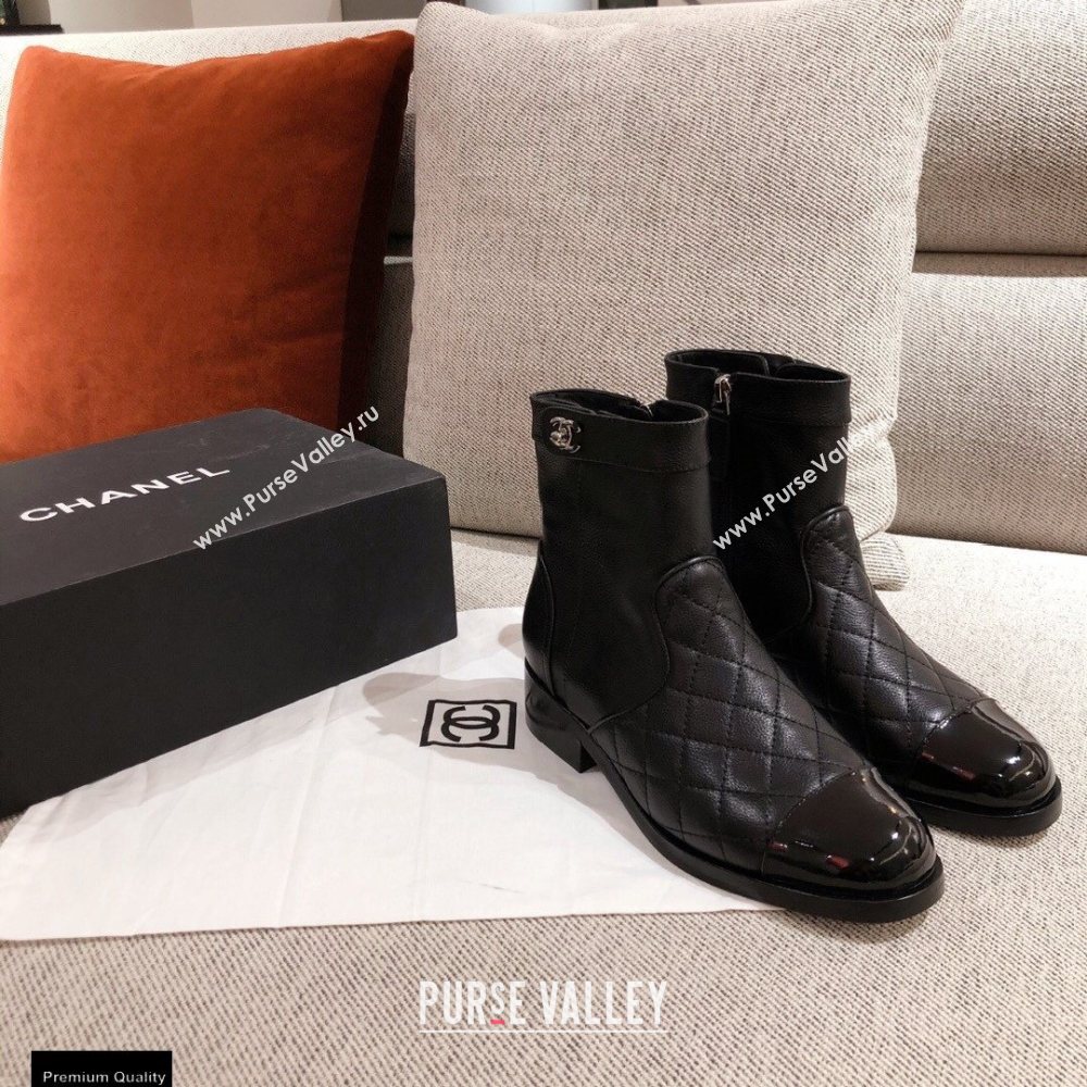 Chanel Leather Ankle Boots Black KL40 2020 (kaola-20112340)
