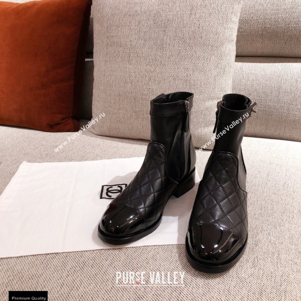 Chanel Leather Ankle Boots Black KL40 2020 (kaola-20112340)