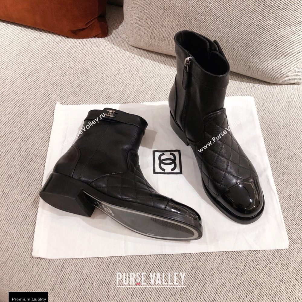 Chanel Leather Ankle Boots Black KL40 2020 (kaola-20112340)