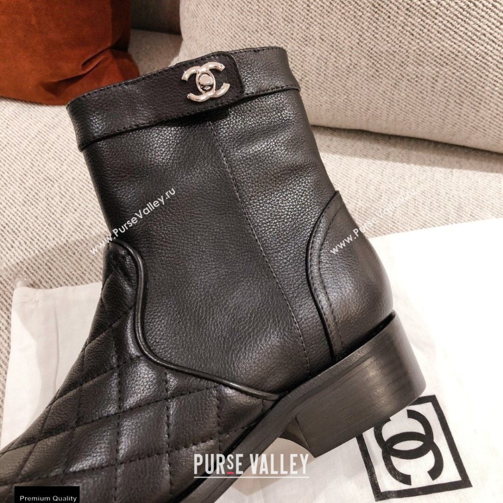 Chanel Leather Ankle Boots Black KL40 2020 (kaola-20112340)