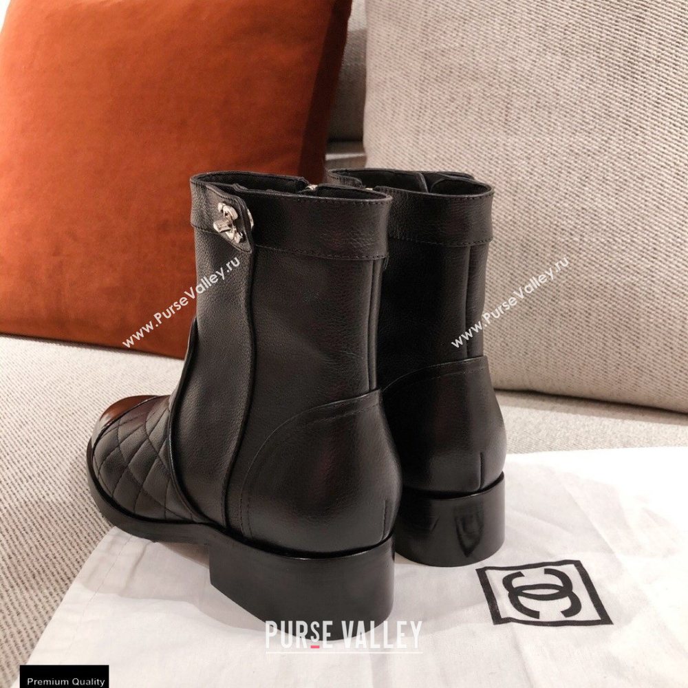 Chanel Leather Ankle Boots Black KL40 2020 (kaola-20112340)
