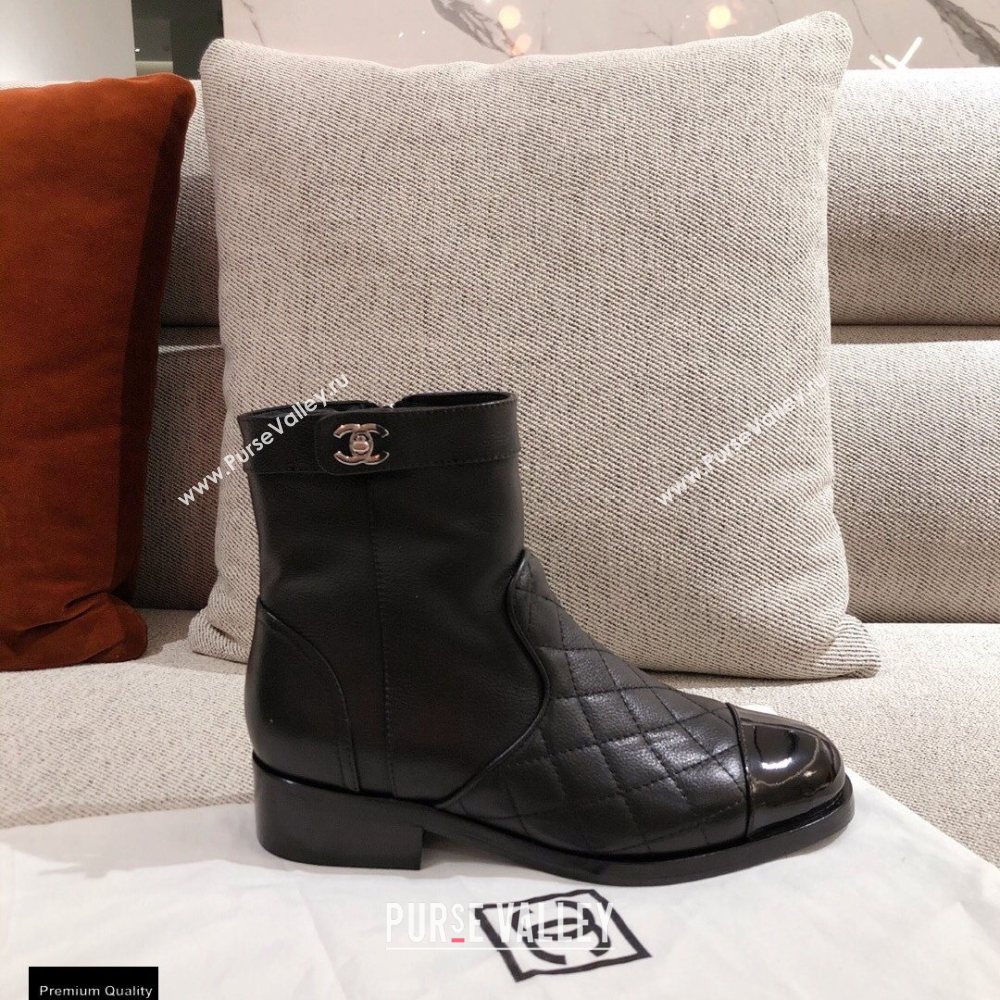Chanel Leather Ankle Boots Black KL40 2020 (kaola-20112340)