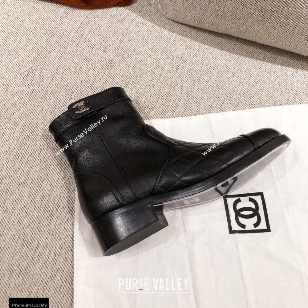 Chanel Leather Ankle Boots Black KL40 2020 (kaola-20112340)