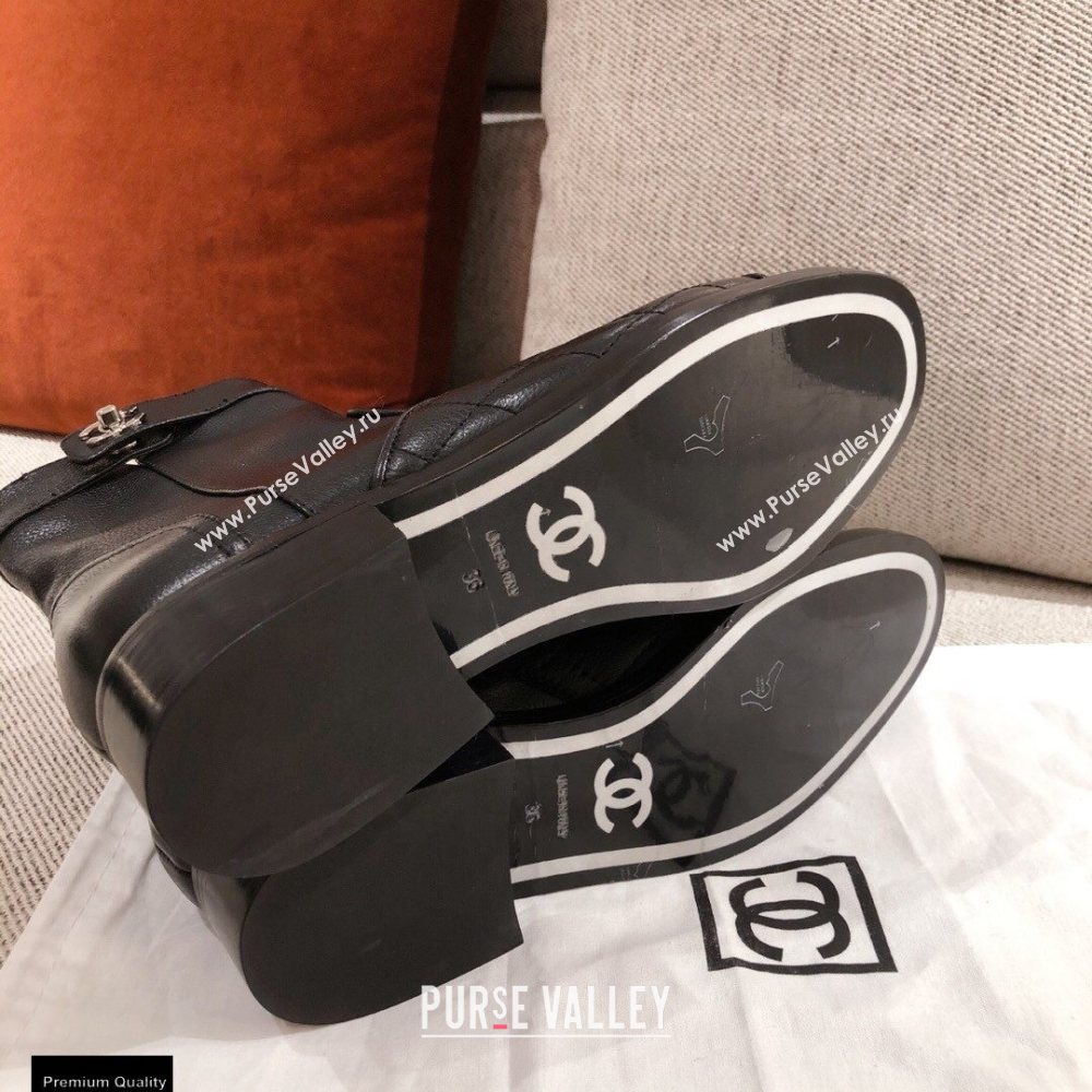 Chanel Leather Ankle Boots Black KL40 2020 (kaola-20112340)