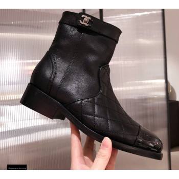 Chanel Leather Ankle Boots Black KL40 2020 (kaola-20112340)