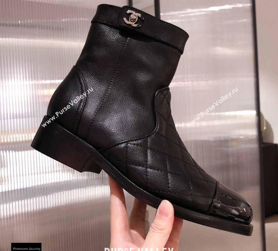 Chanel Leather Ankle Boots Black KL40 2020 (kaola-20112340)
