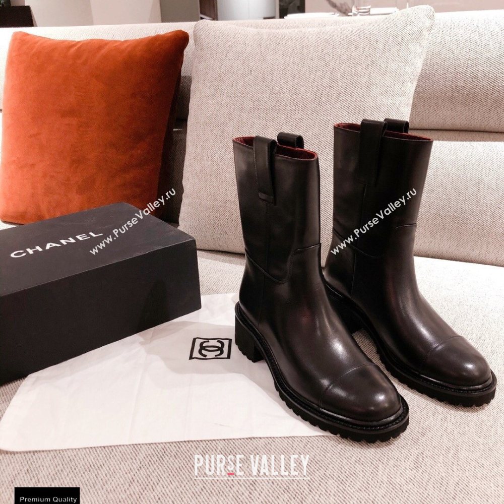 Chanel Leather Logo Ankle Boots Black KL36 2020 (kaola-20112336)