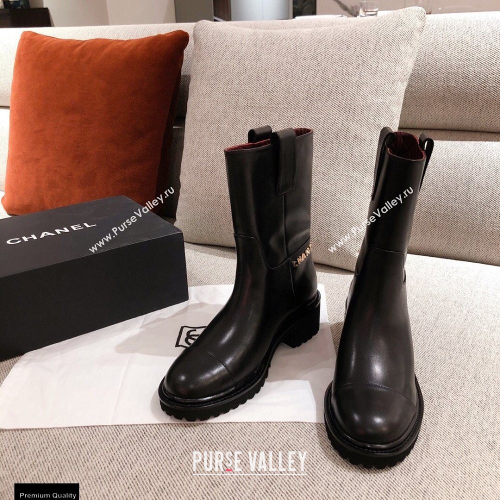 Chanel Leather Logo Ankle Boots Black KL36 2020 (kaola-20112336)
