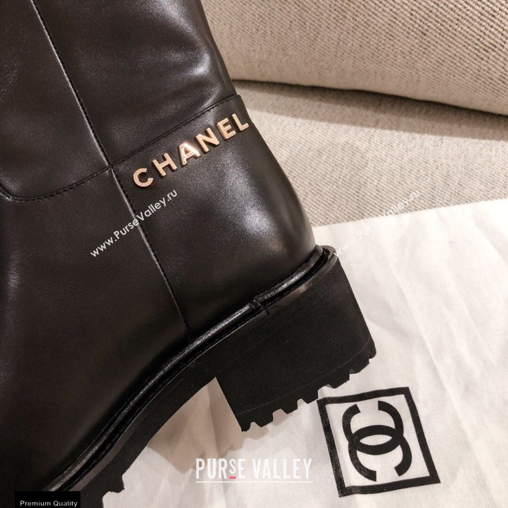 Chanel Leather Logo Ankle Boots Black KL36 2020 (kaola-20112336)