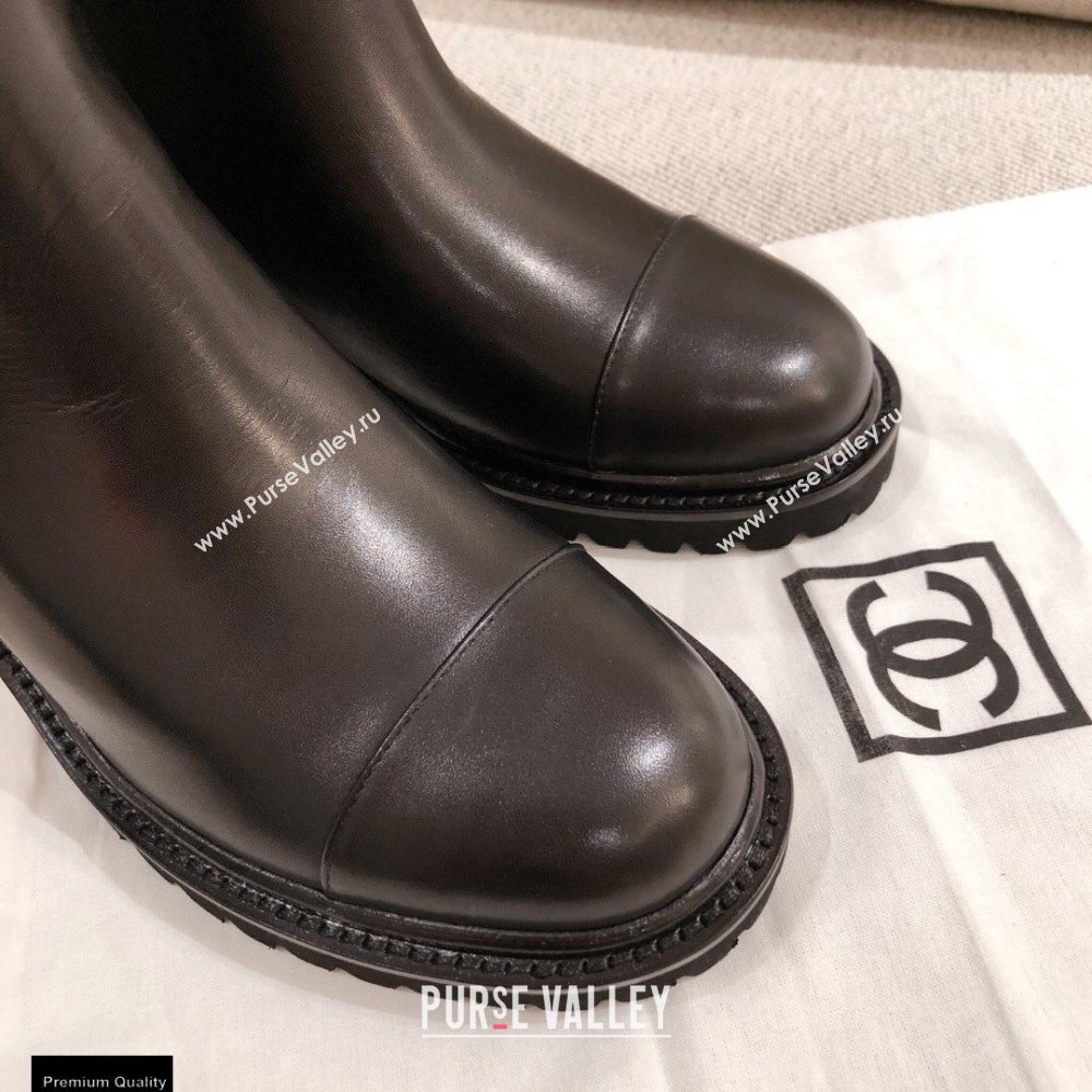 Chanel Leather Logo Ankle Boots Black KL36 2020 (kaola-20112336)