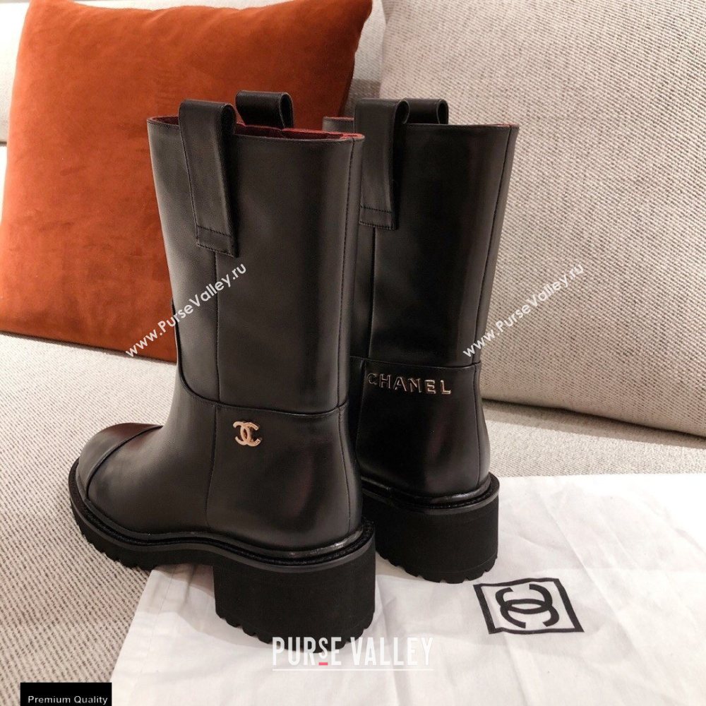 Chanel Leather Logo Ankle Boots Black KL36 2020 (kaola-20112336)
