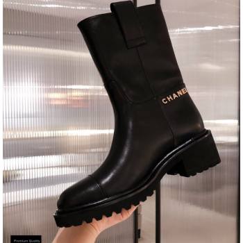 Chanel Leather Logo Ankle Boots Black KL36 2020 (kaola-20112336)