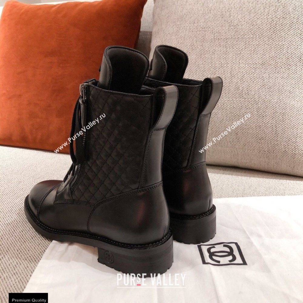 Chanel Leather Lace-up Ankle Boots Black KL31 2020 (kaola-20112331)