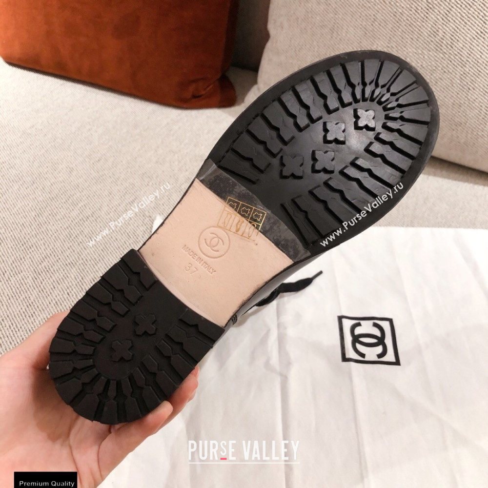 Chanel Leather Lace-up Ankle Boots Black KL31 2020 (kaola-20112331)