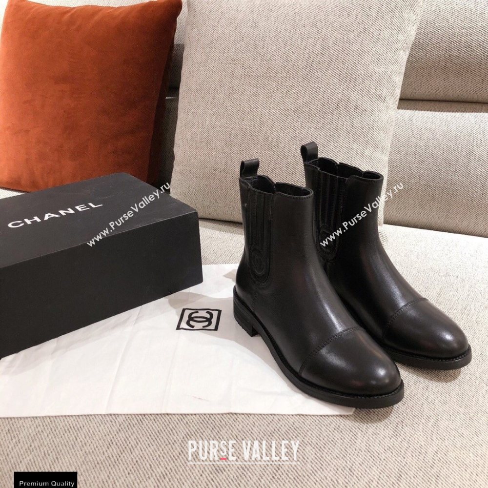 Chanel Leather Ankle Boots Black KL32 2020 (kaola-20112332)