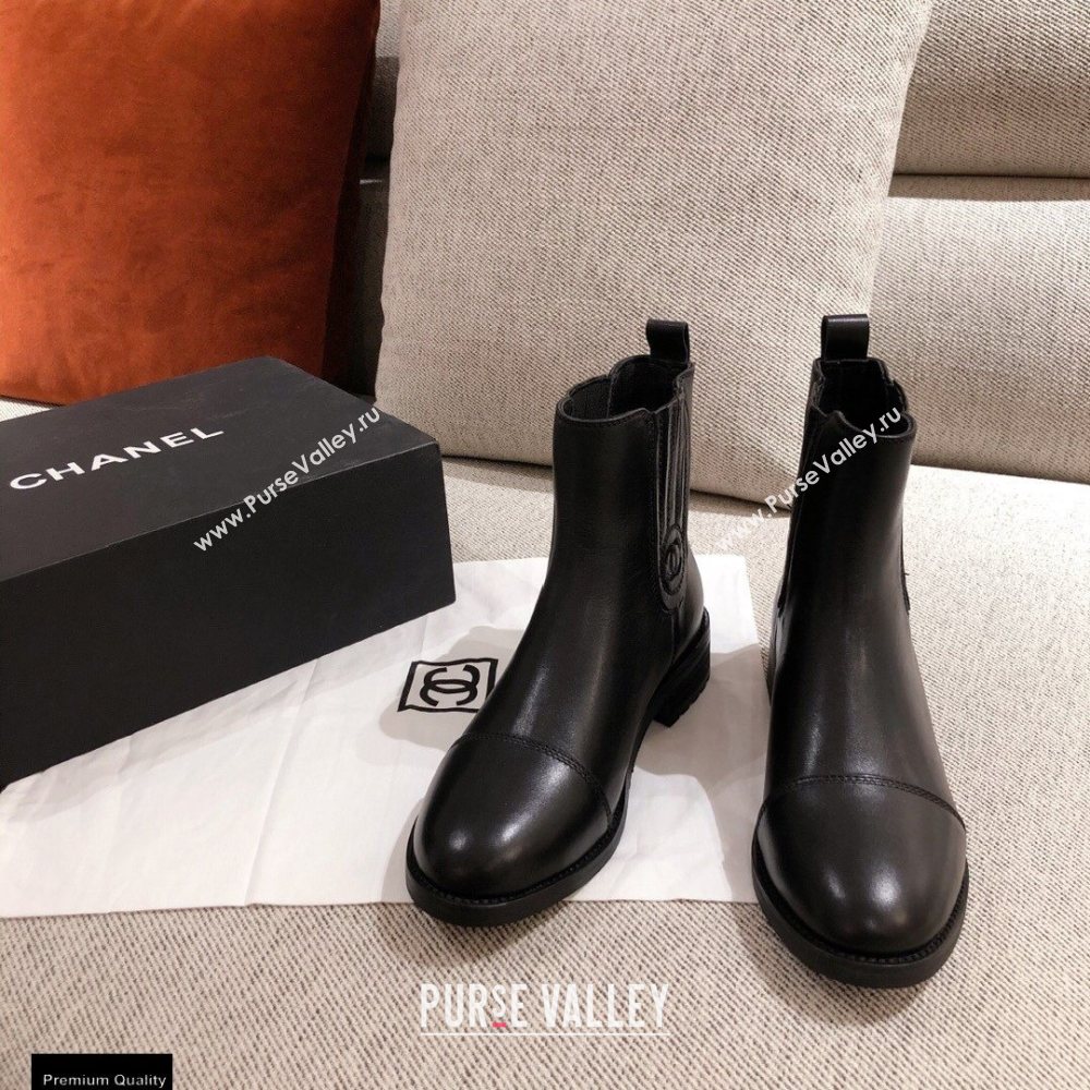 Chanel Leather Ankle Boots Black KL32 2020 (kaola-20112332)