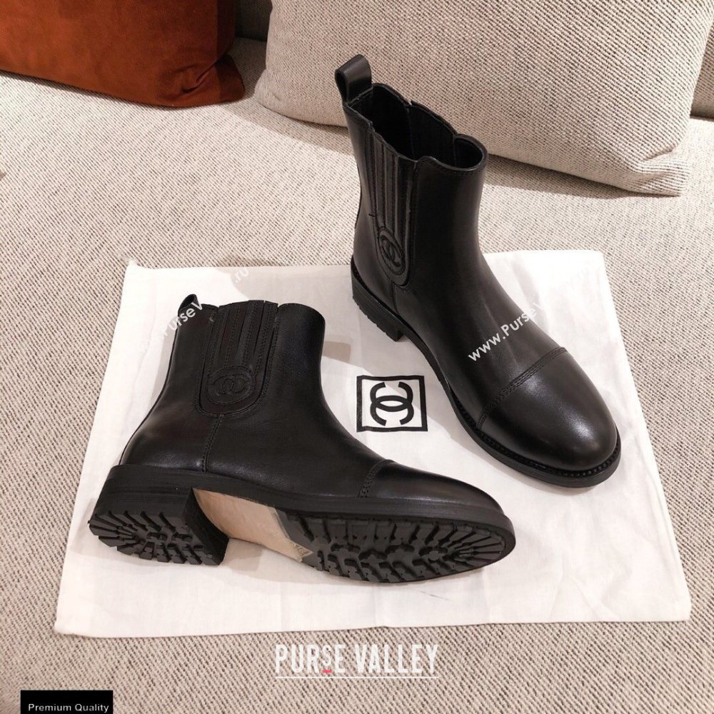 Chanel Leather Ankle Boots Black KL32 2020 (kaola-20112332)