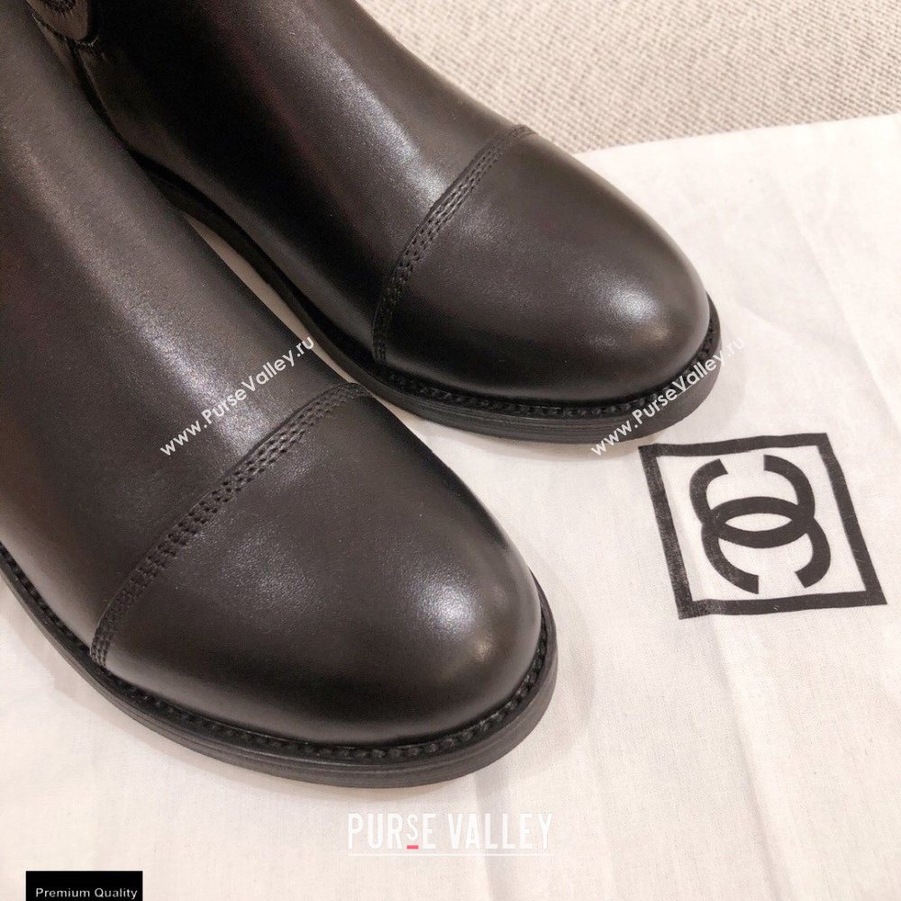 Chanel Leather Ankle Boots Black KL32 2020 (kaola-20112332)