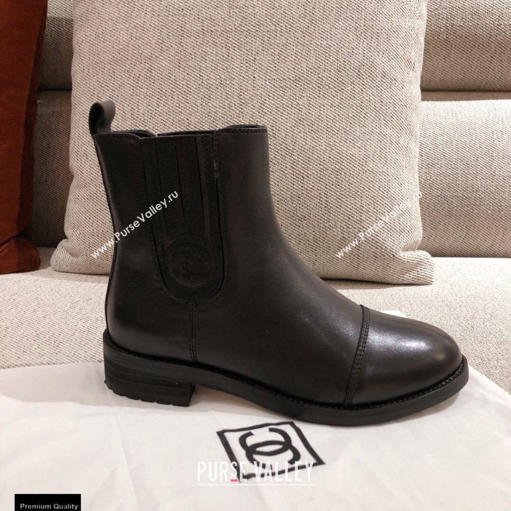 Chanel Leather Ankle Boots Black KL32 2020 (kaola-20112332)