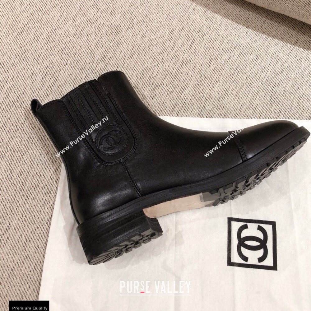 Chanel Leather Ankle Boots Black KL32 2020 (kaola-20112332)
