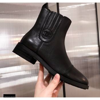 Chanel Leather Ankle Boots Black KL32 2020 (kaola-20112332)