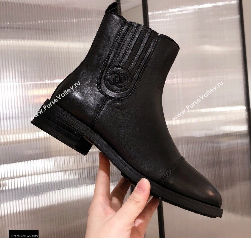 Chanel Leather Ankle Boots Black KL32 2020 (kaola-20112332)