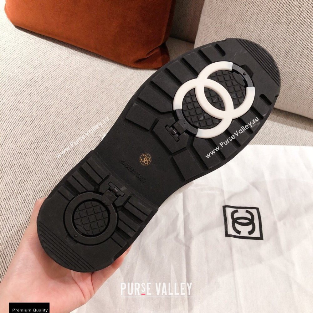 Chanel CC Logo Shearling Lace-up Ankle Boots Black KL33 2020 (kaola-20112333)