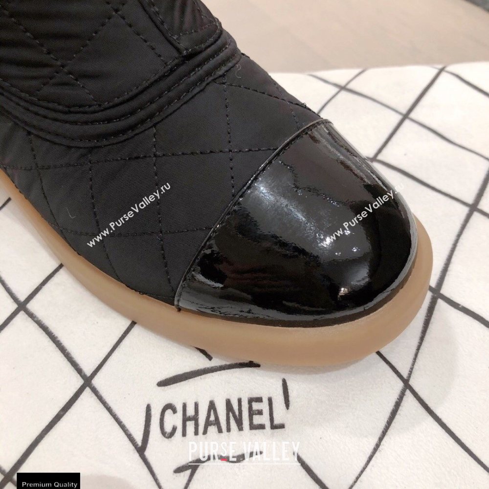 Chanel CC Logo Shearling Ankle Boots Black KL52 2020 (kaola-20112352)