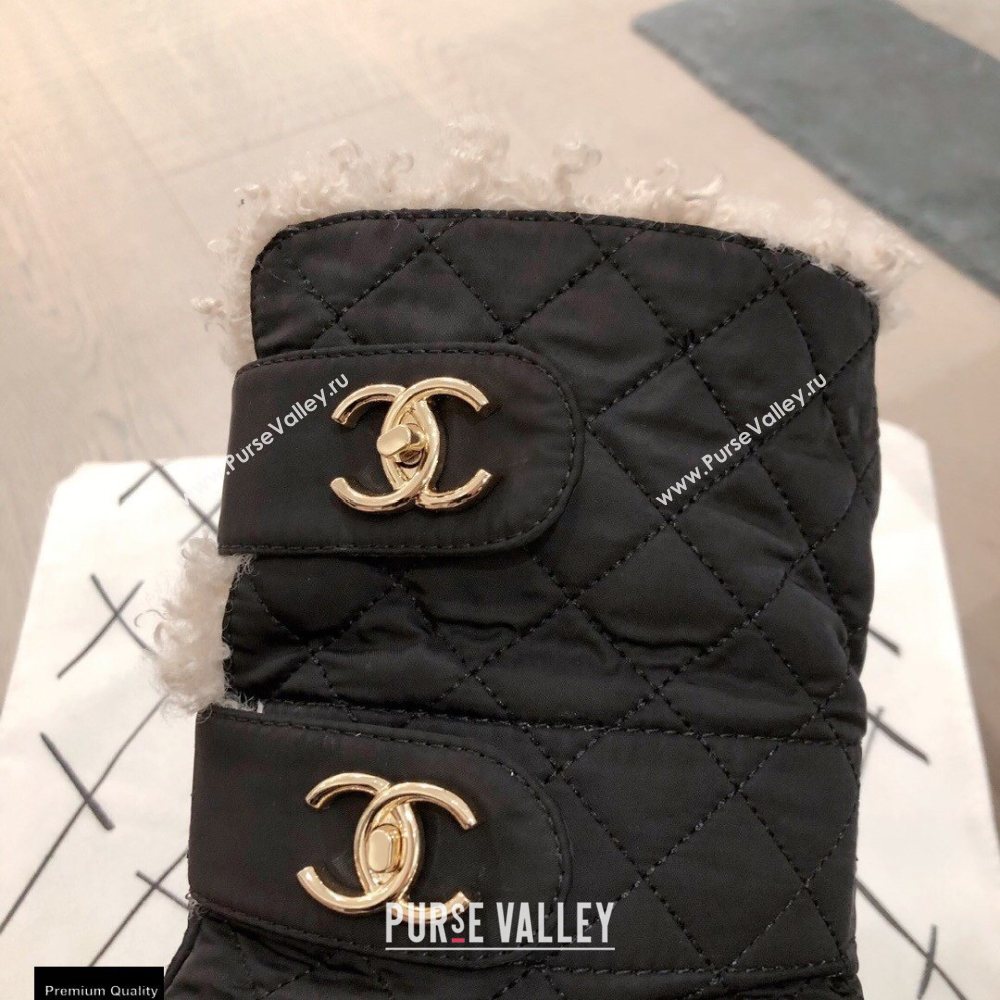 Chanel CC Logo Shearling Ankle Boots Black KL52 2020 (kaola-20112352)