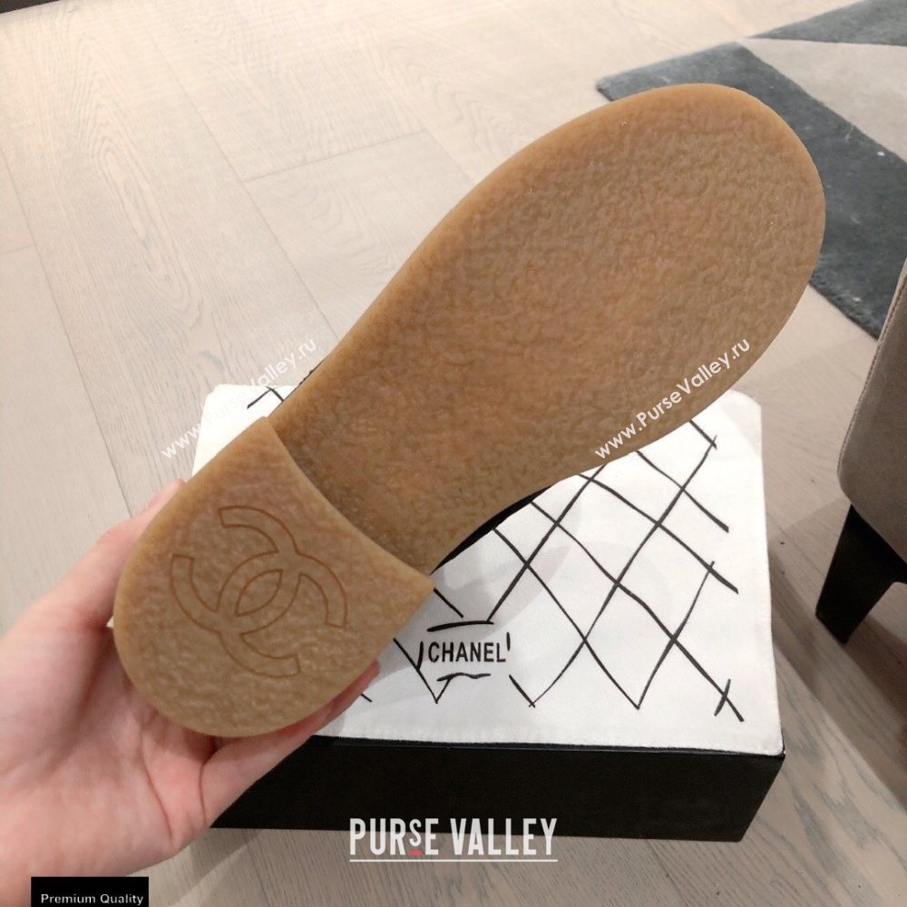 Chanel CC Logo Shearling Ankle Boots Black KL52 2020 (kaola-20112352)