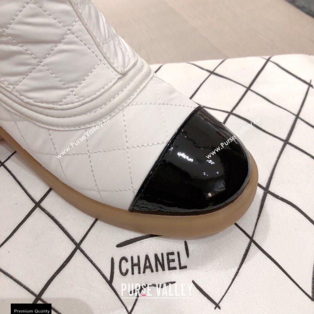 Chanel CC Logo Shearling Ankle Boots White KL00 2020 (kaola-20112353)