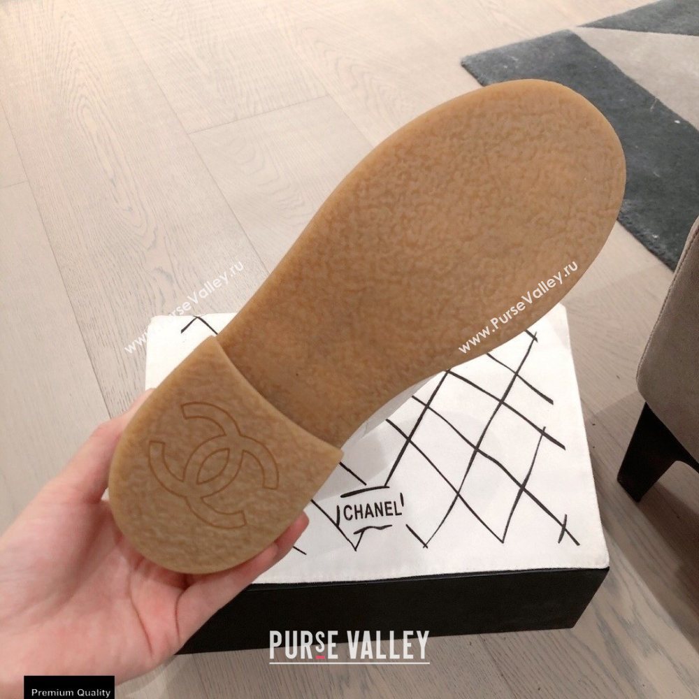 Chanel CC Logo Shearling Ankle Boots White KL00 2020 (kaola-20112353)