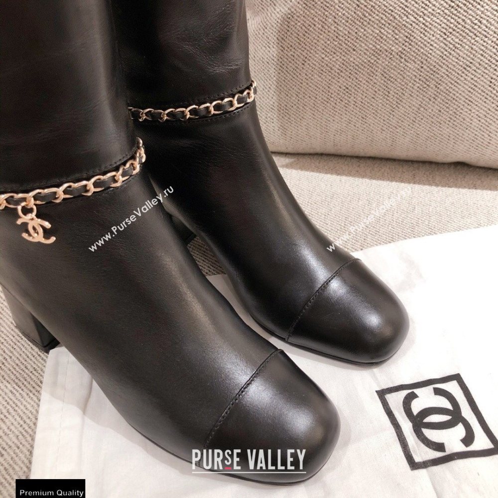 Chanel Leather Chain High Boots Black KL29 2020 (kaola-20112329)