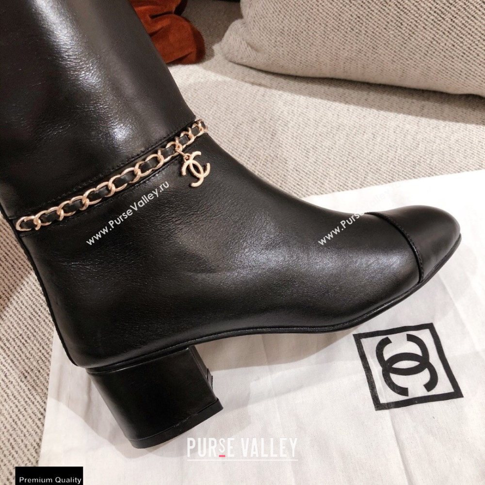 Chanel Leather Chain High Boots Black KL29 2020 (kaola-20112329)