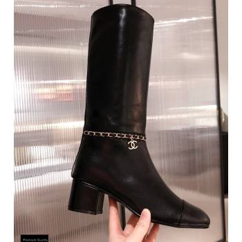 Chanel Leather Chain High Boots Black KL29 2020 (kaola-20112329)