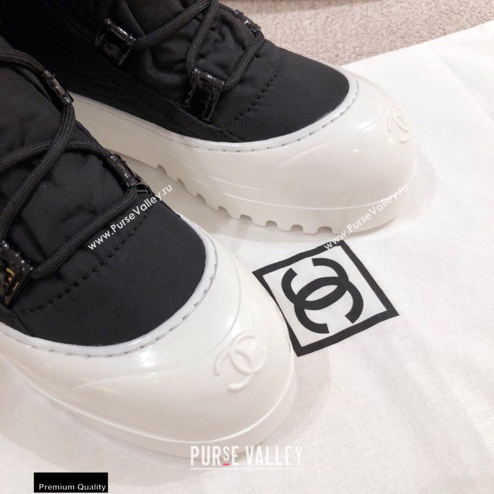 Chanel Lace-up Ankle Boots Black/White KL09 2020 (kaola-20112309)